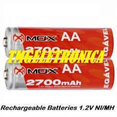 Bateria Recarregável AA 1,2Volts, rechargeable AA battery,Pilha recarregavel - Bateria recarregavel (AA) 1,2volts - NI/MH,2700Mah/ Cartela C/2 Unidades